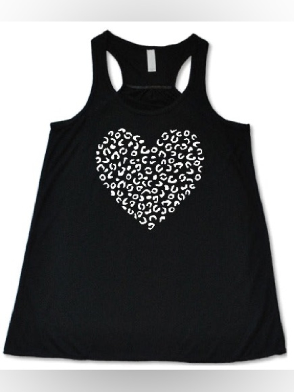 CVG Black Racerback Tank Top with White Leopard Heart
